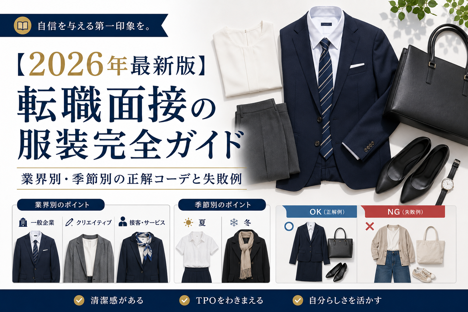 【2026年最新版】転職面接の服装完全ガイド｜業界別・季節別の正解コーデと失敗例
