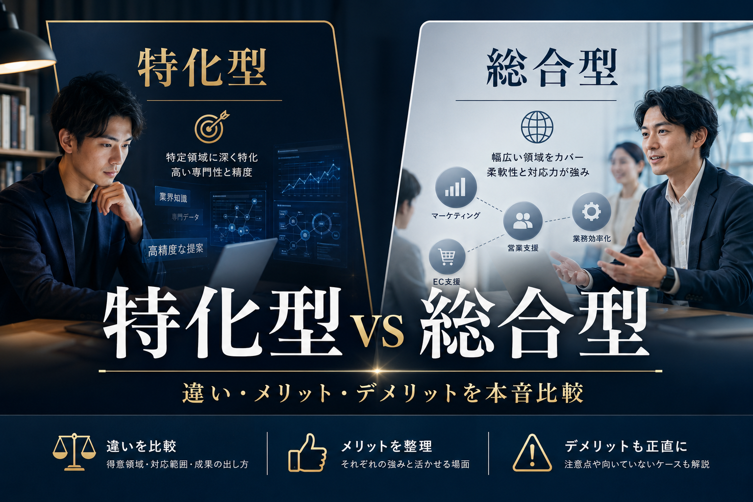 特化型エージェントって実際どうなの？総合型との違いとメリット・デメリットを本音で比較