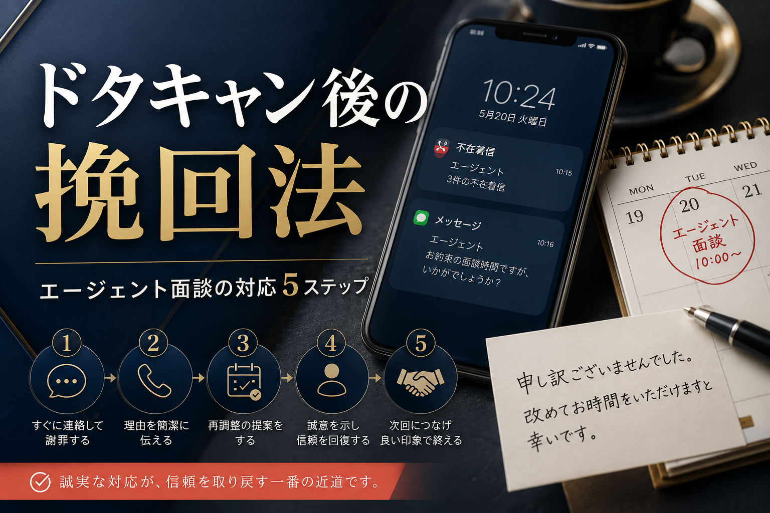 エージェントとの面談をドタキャンしてしまった…！挽回するための対応5ステップ