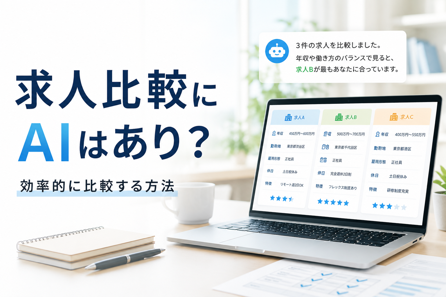 求人票の比較にAIを使うのはあり？ChatGPTやツールで効率的に比較する方法