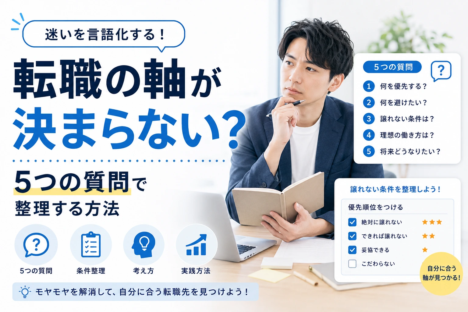 転職の軸が決まらない人へ｜5つの質問で「譲れない条件」を整理する方法